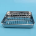 thumbnail image 3 of 4pcs 9 Inch Toaster Oven Tray and Rack Set, Small Stainless Steel Baking Pan with Cooling Rack,4 x baking pan 4 x grid rack,Silver, 3 of 8
