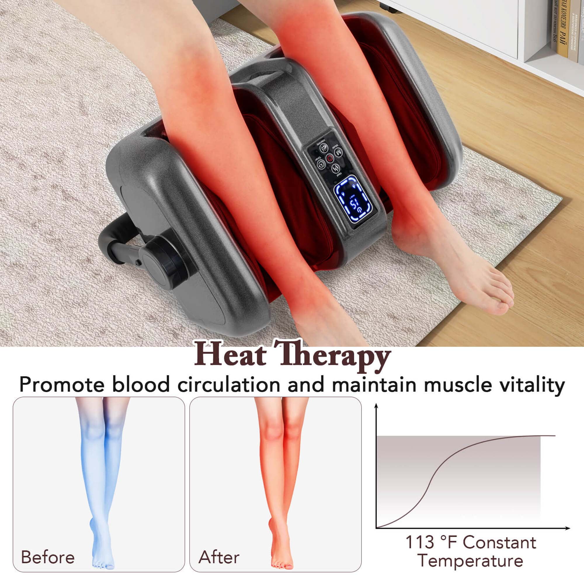 Costway Foot & Calf Massager Deep Kneading Shiatsu Massager Machine with Heat Gray