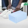 thumbnail image 2 of Iumwxz Shoe Rack Storage Shelves Transparent Plastic Shoe Box Organizer Shoe Box Flip Lid Drawer Shoe Box Household Shoe Organizer Thickened Shoe Storage Blue Plastic My Order, 2 of 7