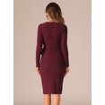 thumbnail image 3 of DARING DIVA Tie Waist Bodycon Knit Wrap Sweater Dress L Burgundy, 3 of 6