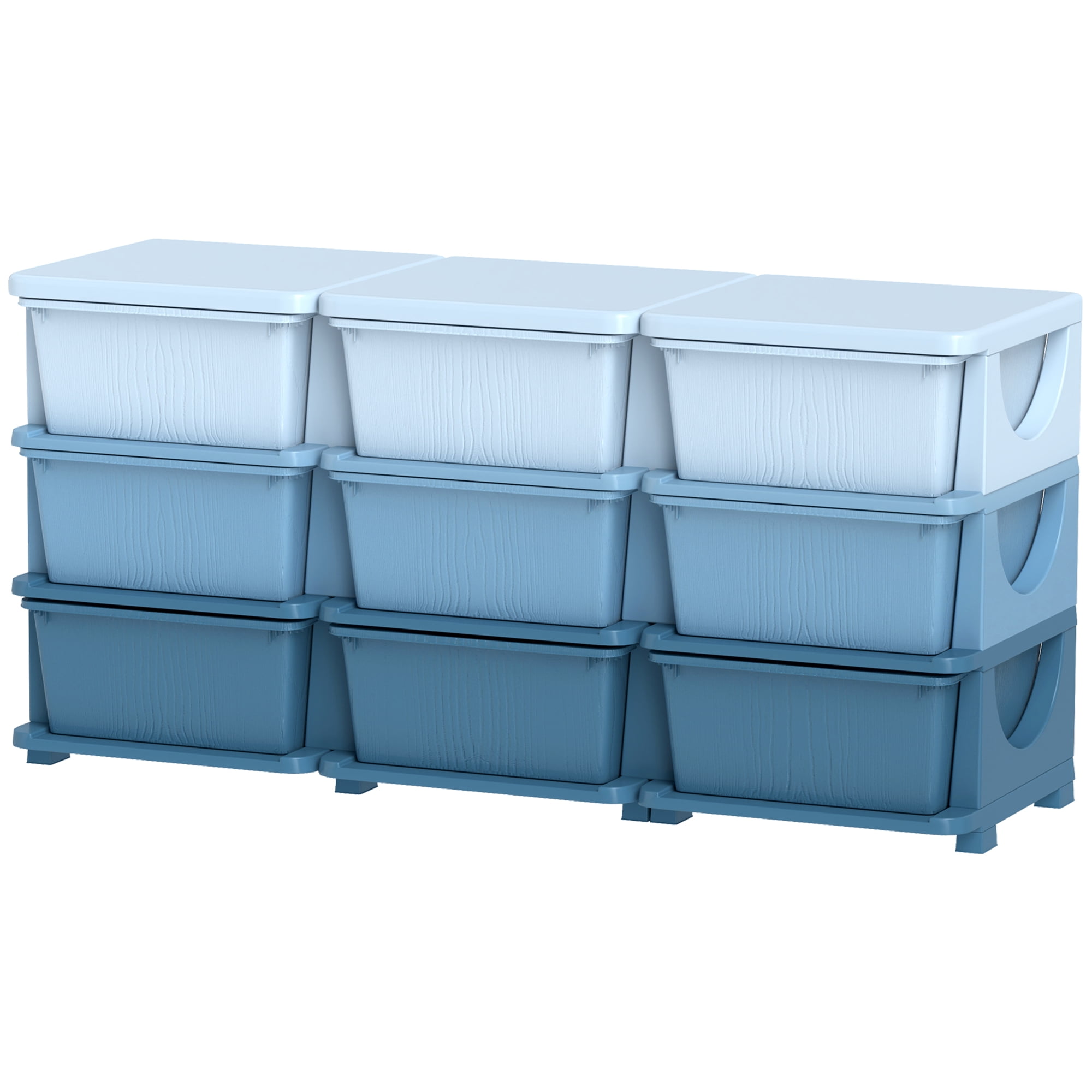 Blue 3-Tier Kids Storage Unit - 9-Drawer Toy Organizer with Removable Bins for Nursery & Playroom Five
