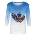 thumbnail image 4 of IROINNID 4th of July Tops for Women Round Neck T-Shirt Fashion Casual Stitching Contrast Color Blouse 3/4 Sleeve Tops USA July 4th, 4 of 4