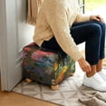 thumbnail image 4 of Jiueut Black Cat Flower Oil Painting Print Footstool Slipcover, Soft Foot Rest Cushion Machine Washable Square Protector for Ottoman for Living Room, 4 of 7