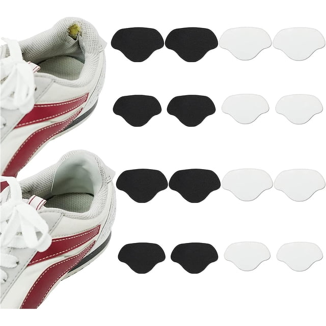 8 pares de parches de reparación de calzado deportivo y de cuero, parche autoadhesivo para el talón del zapato, protección contra ampollas en el talón, (blanco+negro, L+S)