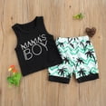 thumbnail image 5 of Douhoow Baby Boys Two-piece Clothes Black Sleeveless MAMA'S BOY Print T-shirt Elastic Waist Shorts, 5 of 8