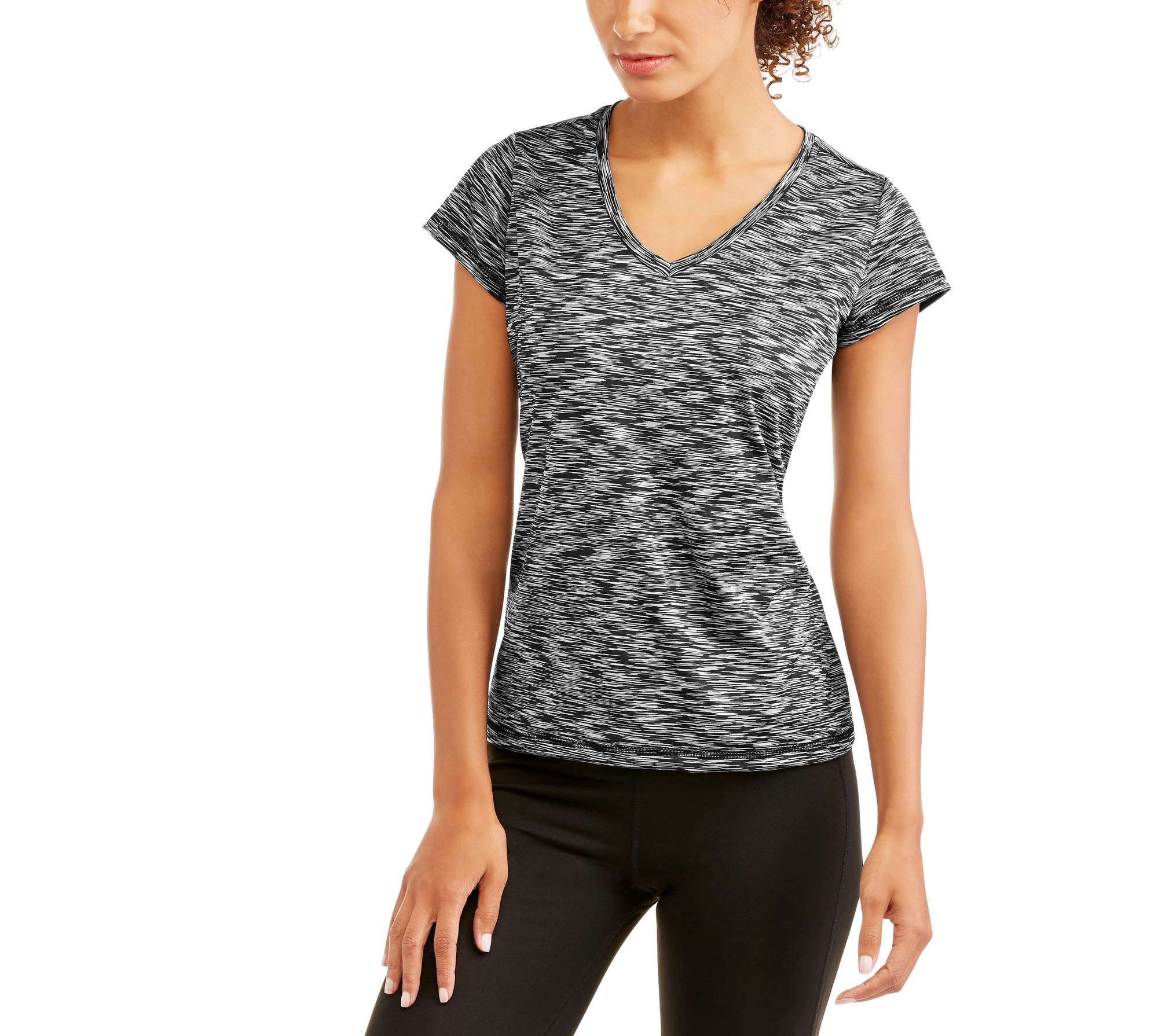 Daisy Fuentes Women's Core Active Short Sleeve Spacedye Performance T