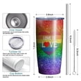 thumbnail image 3 of 20oz Insulated Tumbler, Travel Coffee Tumbler with Lid Cup Holder Friendly Travel Coffee Mug Stainless Steel Thermos 20 Oz Tumbler Reusable Insulated Coffee Mug with Lid (Rainbow Love Is Love ), 3 of 6