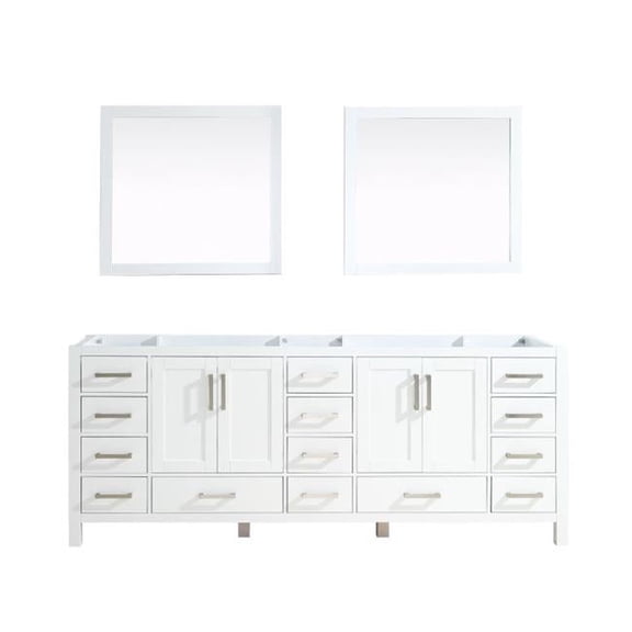84 in. Jacques Double Vanity with No Top & 34 in. Mirrors - White