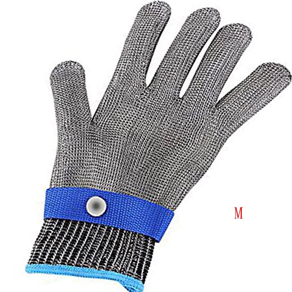 mnjin safety cut proof stab resistant stainless steel gloves metal mesh  butcher blue m