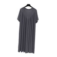 thumbnail image 3 of HAiming Nightgowns for Women Comfy Short Sleeve Loose Smocked Maxi Pajamas Solid Color Casual Scoop Neck Everyday Vacation Sleepwear, 3 of 7