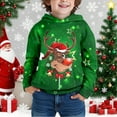 thumbnail image 4 of Tfken Christmas Sweatshirt For Boys Size3-14 Years Fleece Long Sleeve Hooded Hoodies Daily Wear Cartoon Print Dark Green Tops, 4 of 5