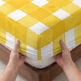 thumbnail image 3 of Twin XL Size Fitted Sheet Set - Yellow Plaid 2 Piece Bedding Sets 16" Deep Pocket Fitted Sheet with 1 Pillowcases, Watercolor Grid Checker Gingham Farmhouse Brushed Microfiber Hotel Luxury Bed Sheets, 3 of 9