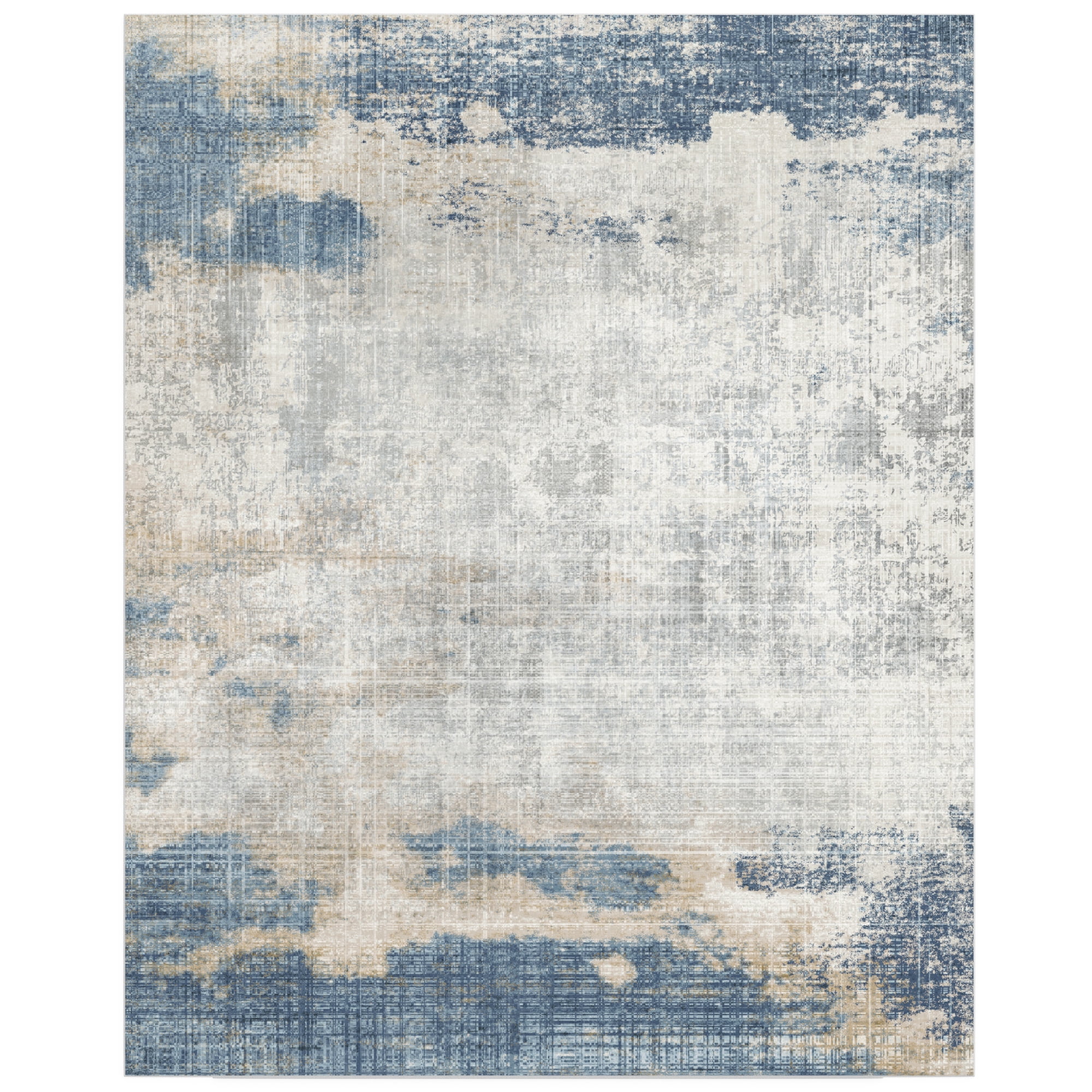 Nefoso 8ft x 10ft Area Rugs, Washable Area Rugs for Living Room Bedroom Home Decor, Non-Slip Carpet, Modern Abstract, Blue & Beige