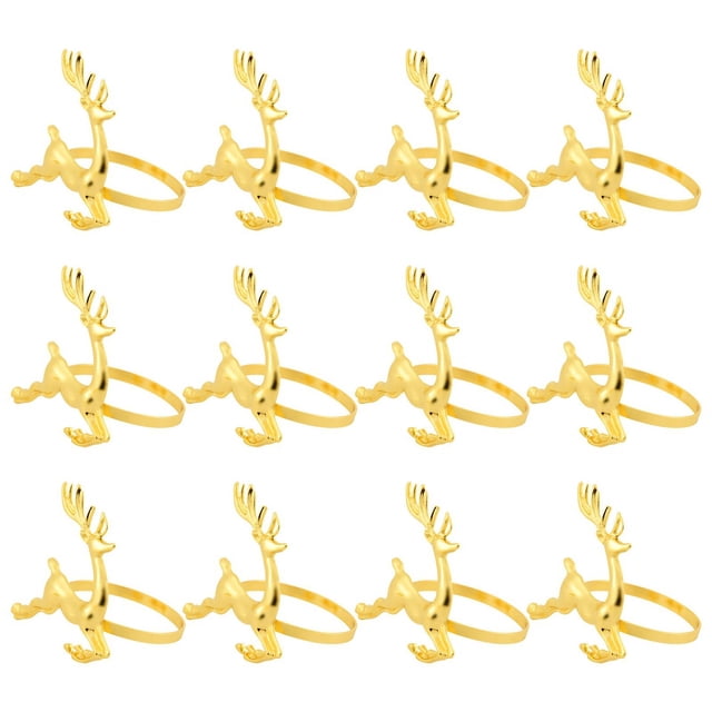 12 Unids Anillos de Servilleta de Ciervo de Alce Navideño Hebilla de Servilleta de Aleación de Soporte de Hotel Restaurante Banquete de Boda Cena Decoración de Mesa