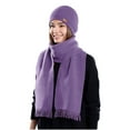 thumbnail image 4 of OWUUcdse Women's Hat & Scarf Sets, Knitted Thermal Soft Two Pieces Winter Beanie and Scarf Purple Size One Size, 4 of 6
