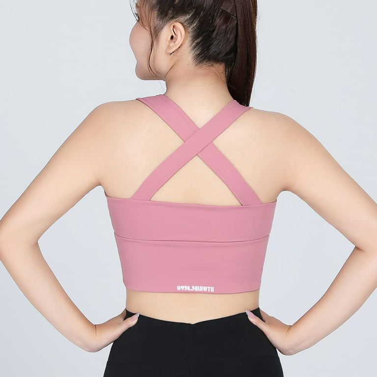 RQYYD Plus Size Sports Bras with Zipper Front Medium High Impact Support  Strappy Criss Cross Back Workout Bra Tops Pink XXL 