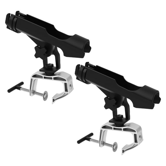 AEVXKHI 2PCS Boat Fishing Rod Holder, 360° Rotation Canoe Fishing Pole Rack with Enlarge Clamp, Large Opening Fit Round/Square Tube Boat Fishing, Fishing Gear, Fishing Gifts for Men