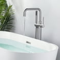 thumbnail image 2 of Wowow Single-Handle Freestanding Tub Faucet Floor Mount Bathtub Filler with Hand Shower in Brushed Nickel, 2 of 6