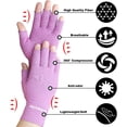 thumbnail image 2 of 2 Pairs Arthritis Compression Gloves for Rheumatoid, Carpal Tunnel Pain, Hand Compression Gloves Fingerless for Typing, Work, Driving, Fit Women Men, Anti-Slip Dots (Purple, Large), 2 of 7