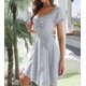 thumbnail image 2 of Womens Summer Casual Sweetheart Neckline Puff Sleeve Floral Print High Waist Dress, 2 of 4