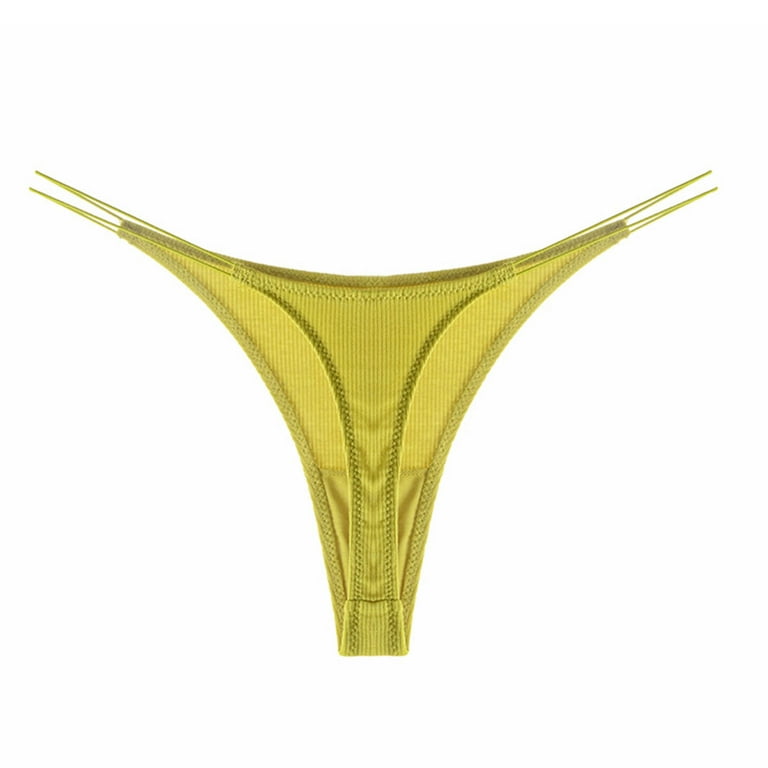 Kcocoo Womens Solid Underwear V String Thong Panty Lingerie Yellow M 