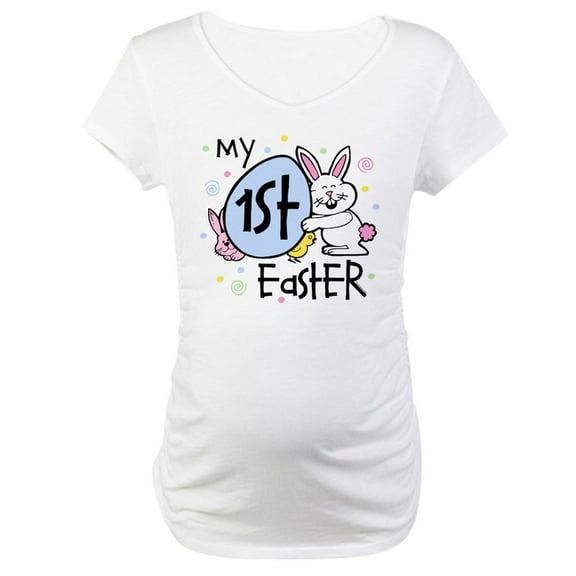 CafePress - Bunny Chickie 1St Easter Maternity T Shirt - Cotton Maternity T-shirt, Cute & Funny Pregnancy Tee