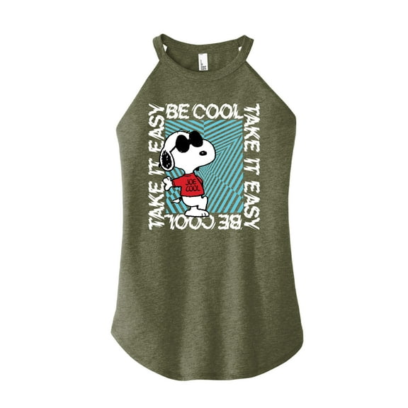 Peanuts - Be Cool, Take It Easy - Snoopy - Juniors High Neck Tank Top