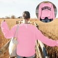 thumbnail image 2 of UJNDER Women's Oversized Letter Print Crewneck Sweatshirt Long Sleeve Pullover Top for Casual Loose Fit Comfort Pink L, 2 of 4