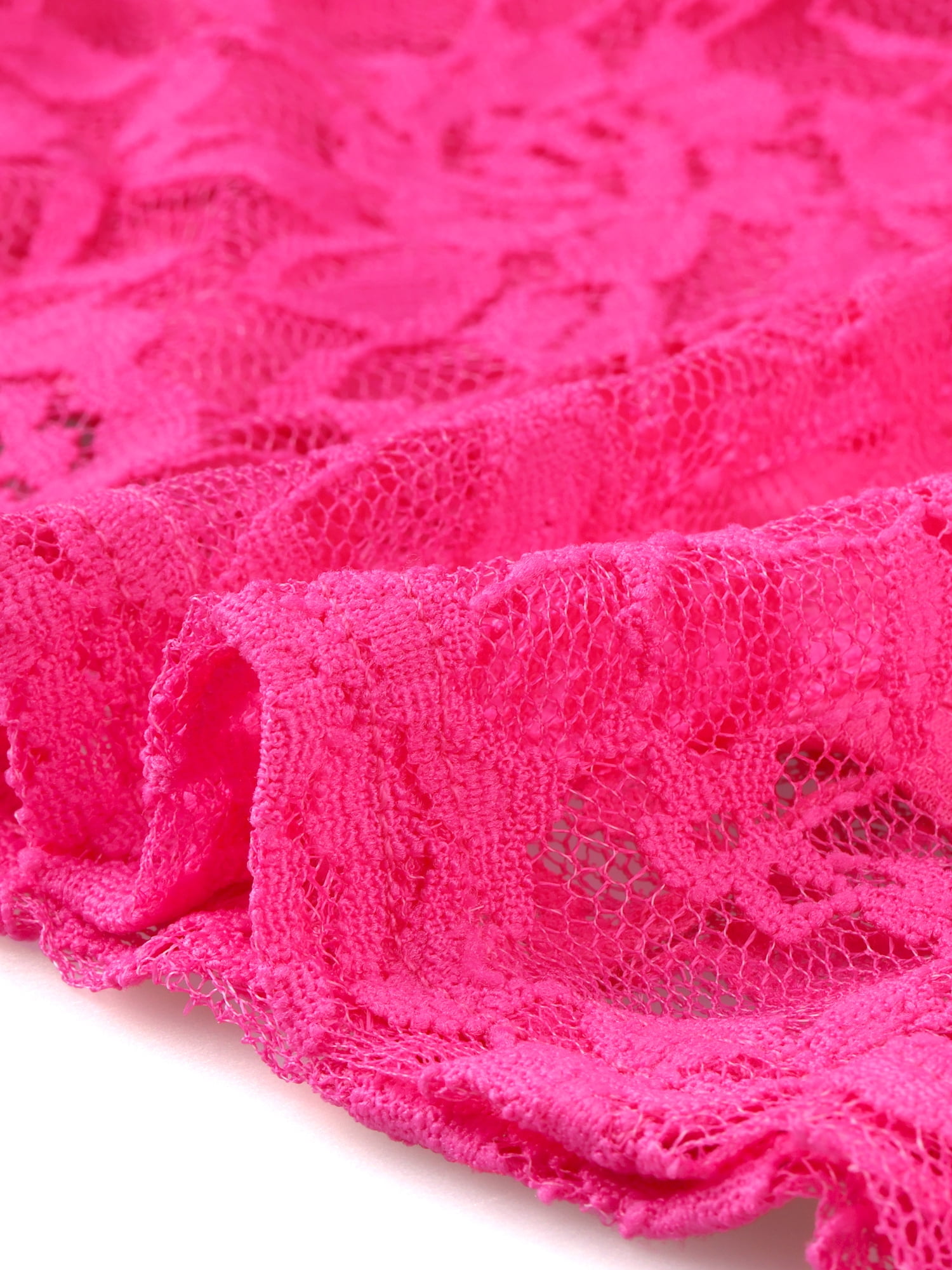DARING DIVA Lace Floral Crochet Sleeveless Peplum Blouse S Hot Pink