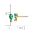 thumbnail image 3 of 14K Yellow Gold Earring Birthstone (05) May Women'S Emerald Oval Green Diamond Round 7 mm 3, 3 of 3