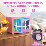 BESAFETY 0.25 Feet Cubic Safe Box, Money Lock Safes with Digital Keypad, USB Cable and Sensor Light, Security Safe for Home Office Hotel (Pink)