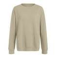 thumbnail image 4 of vigerkar Womens Long Sleeve Sweatshirts Casual Crewneck Cute Pullover Tops Lightweight Sweatshirt with Pocket (Khaki, L), 4 of 9