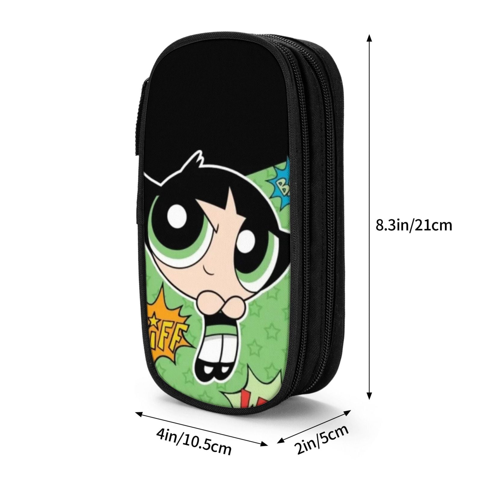 The Powerpuff Gi-rls Pencil Case Large Capacity Pencil Pouch Penbag Office Stationery Organizer Travel Makeup Bag Black