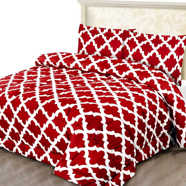 Utopia Bedding Set de edredon impreso (Queen, Red) con 2 alm Utopia Bedding Utopia Bedding