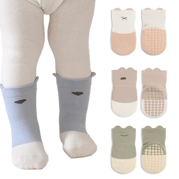 LYMAYTER Baby Toddler Non-Slip Socks 1 Pair Unisex Thick Cotton Ankle-Loose Floor Socks for Boy Girl 0-8Y