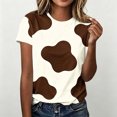 thumbnail image 4 of Women's Crew Neck Cow Print Short Sleeve T‑Shirt, Casual Loose Fit Tee Top, 4 of 6