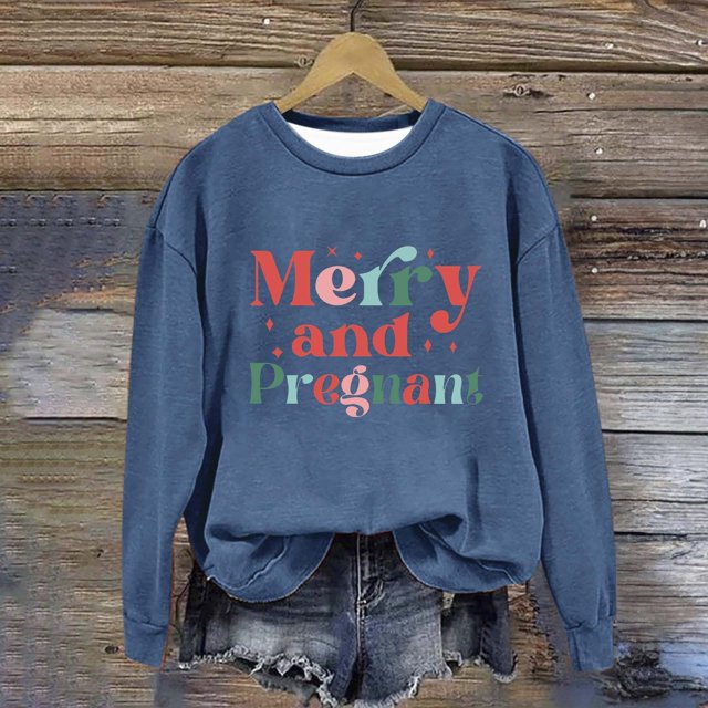 EGNMCR Chandail en Molleton de Noël Col Rond Imprimé Ample Manches Longues Sans Capuche