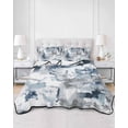 thumbnail image 2 of Full Size Quilt Bedding Set, Blue Grey Reversible Summer Quilt 3 Pieces, Modern Watercolor Ink Painting Art Abstract Lightweight Bedspreads Coverlets with 2 Pillow Shams for All Seasons, 2 of 5