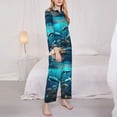 thumbnail image 3 of Fotbe Hawaiian Ship Dolphin Conjunto de Pijama de Manga Larga para Mujer con Estampado, Ropa de Dormir de 2 Piezas, Conjunto de Casa Suave y Cómodo con Bolsillos-Small, 3 of 7