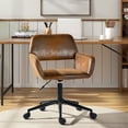 thumbnail image 2 of Homy Casa 1-Piece 24'' Swivel Office Chair, Adjustable Upholstered Faux Suede Desk Chair with Metal Base for Home Office, Brown, 2 of 9