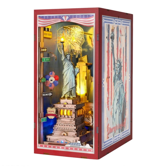 Kit de Rincón de Libro GATTLELIC Estatua de la Libertad Miniatura DIY