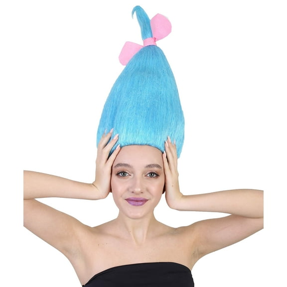 HPO Adult Unisex Dwarf Wig – Tall Blue Wig for Cosplay or Halloween, Premium Breathable Capless Cap