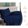 thumbnail image 3 of SGI Bedding 600 TC Egyptian Cotton Bed Sheet Set - Alberta King Size Sheets 600 Count Sheets Soft, Durable Sheets Cotton Sheets in 600 TC 15" Deep, Navy Blue Stripe, 3 of 8