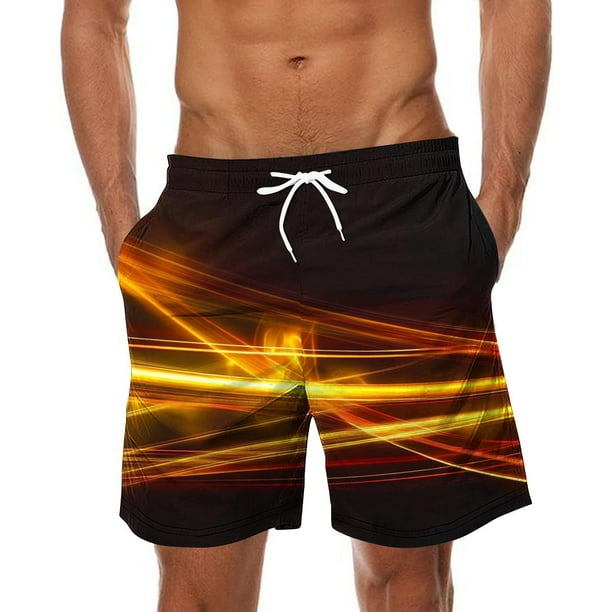 Pantalones de Playa con Cordón Impreso con Cintura Elástica para Hombre, con Bolsillos para Uso Casual Y Al Aire Libre
