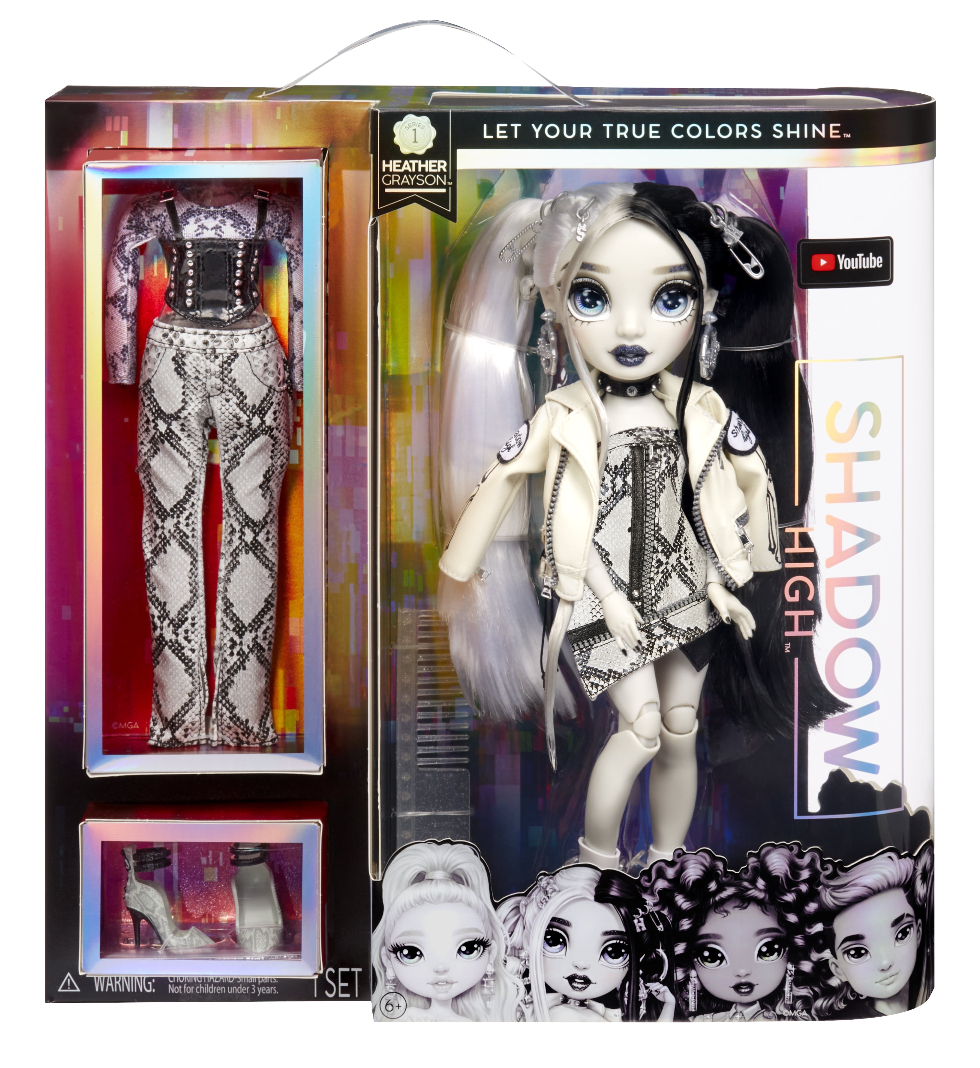 Shadow High Series 1 Heather Grayson- Grayscale Fashion Doll. 2 Grey Designer Outfits to Mix & Match with Accessories, Great Gift for Kids 6-12 Years Old and Collectors