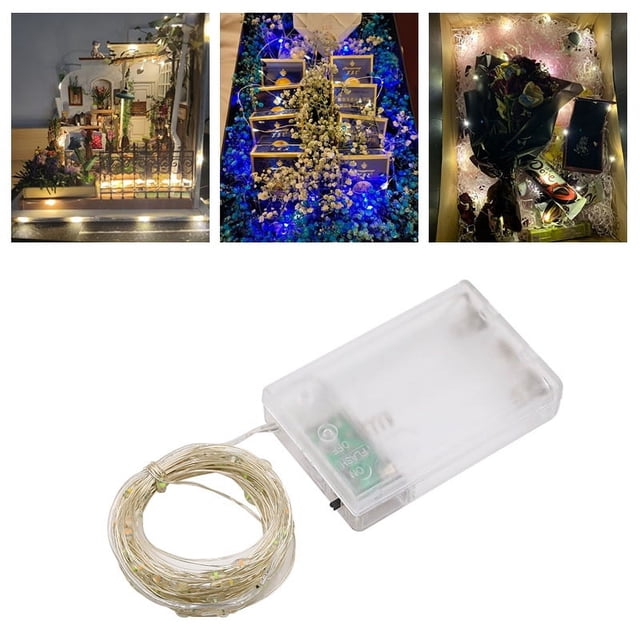 Lámpara de alambre de cobre con lámpara de colores Lámpara de alambre de cobre LED Bola de onda Caja de batería Cadena de lámpara de alambre de cobre Decoración navideña Cadena de lámpara USB