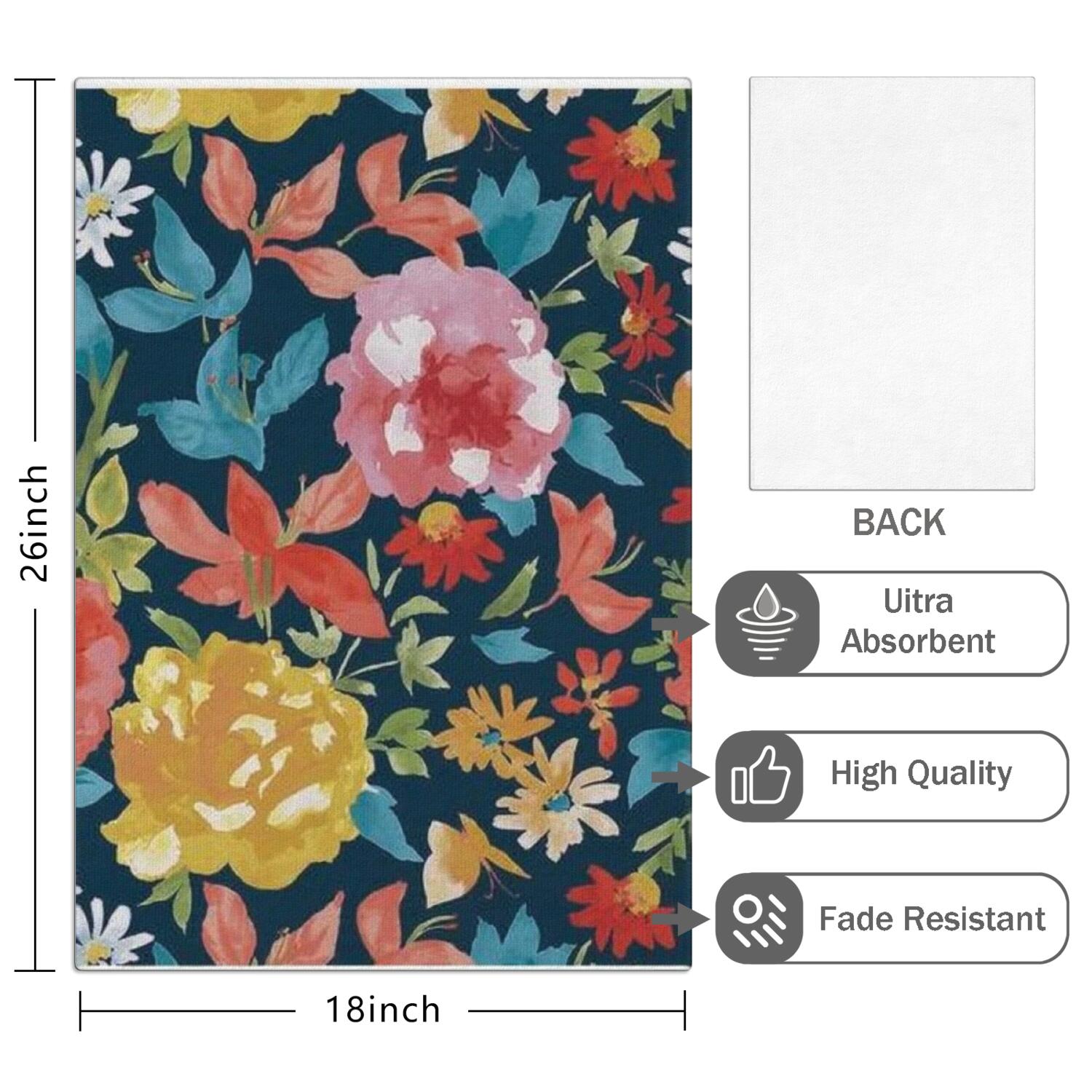 6 Pcs Funny Kitchen Towels,Pioneer Flower Floral Print Pattern Microfiber Dish Towels,Kitchen Tea Towels,Kitchen Towel Set (18" X 26")