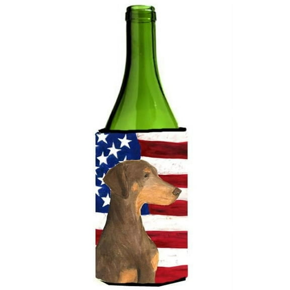 Usa American Flag With Doberman Wine bottle sleeve Hugger