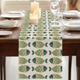 Beige Green Fish Burlap Cotton Table Runner 13x90 Inches Long, Rustic ...