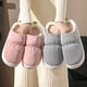 thumbnail image 2 of Zapatillas de algodón de suela gruesa para mujer, zapatillas de invierno de algodón de azúcar para el hogar con sensación de caída, zapatillas de plumón impermeables para interiores, para invierno, 2 of 6